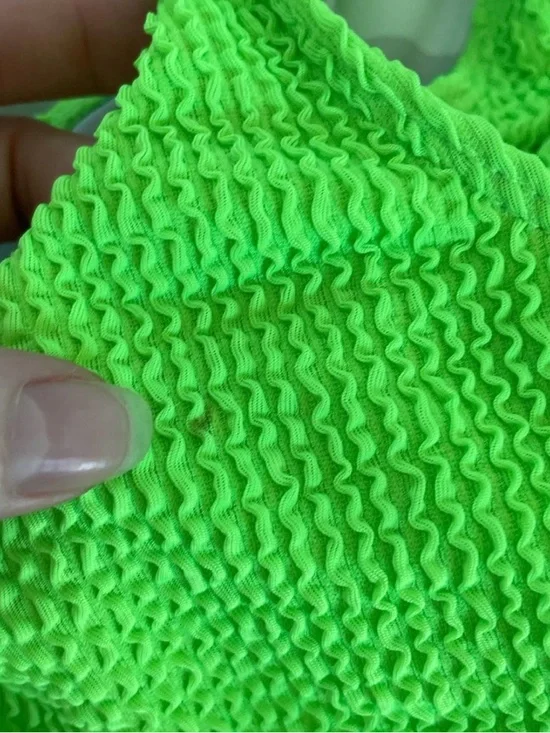 Neon Green Textured Two-Piece Bikini - Picture 3 of 3